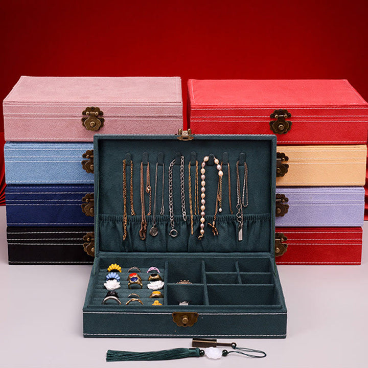 Buddha Stones Prosty Design Organizer na biżuterię Jednowarstwowy flanelowy organizer na biżuterię z zamkiem - image 12