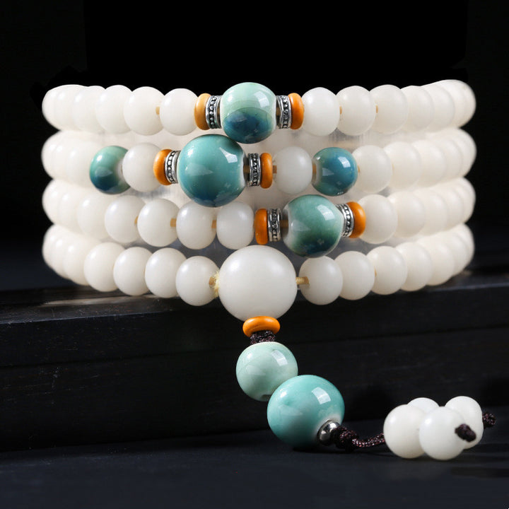 Bransoletka z koralików Bodhi z Buddha Stones i lotosowym błogosławieństwem