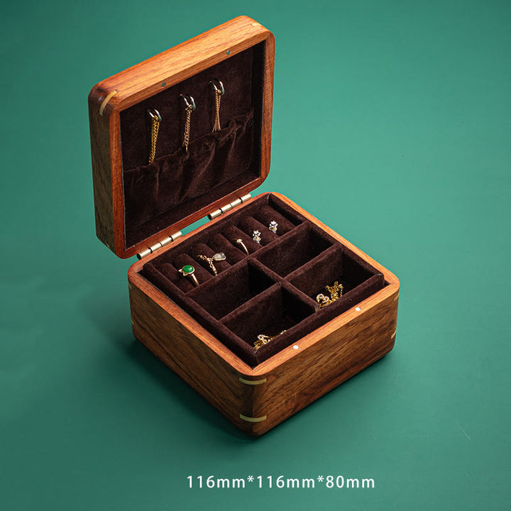 Antyczne pudełko do przechowywania biżuterii z liści kwiatów wykonane ręcznie z palisandru, drewniane pudełko na prezenty