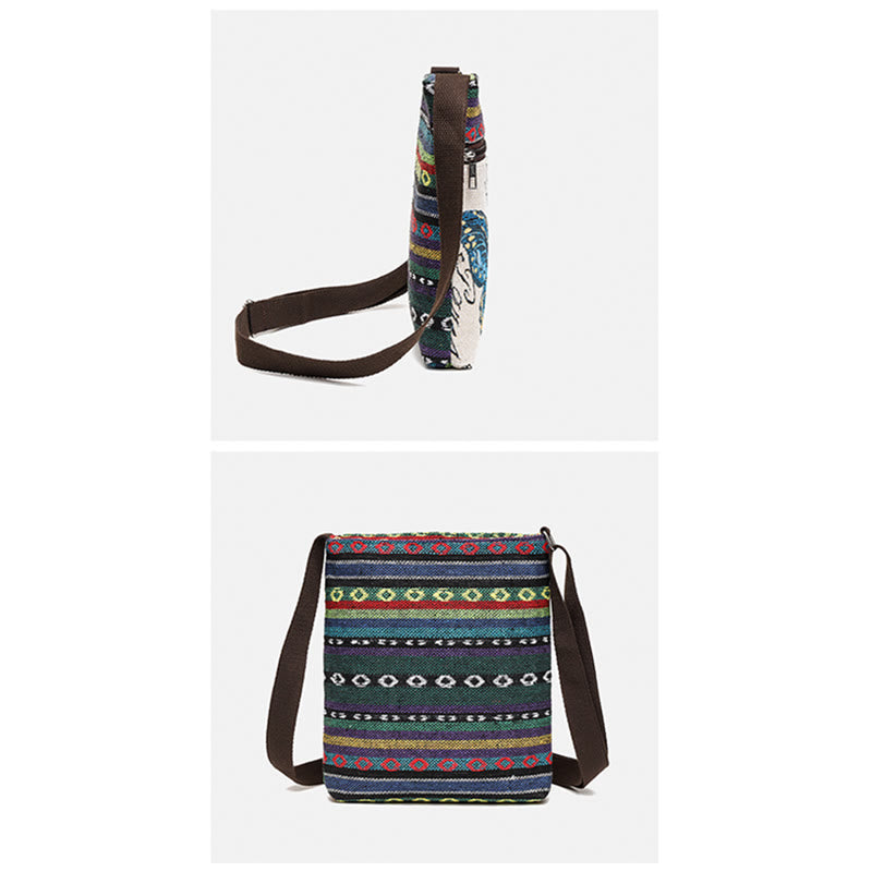 Buddha Stones Słoń Motyl Haftowana Płócienna Torba Tote Torba Na Ramię Torba Crossbody