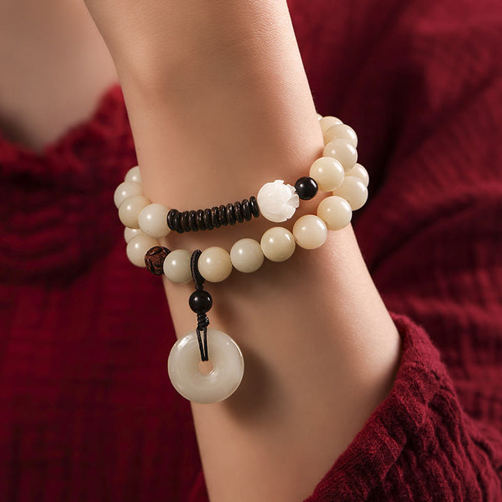 Bransoletka Buddha Stones Bodhi Seed Green Sandalwood Lotus Peace Buckle Harmony Double Wrap