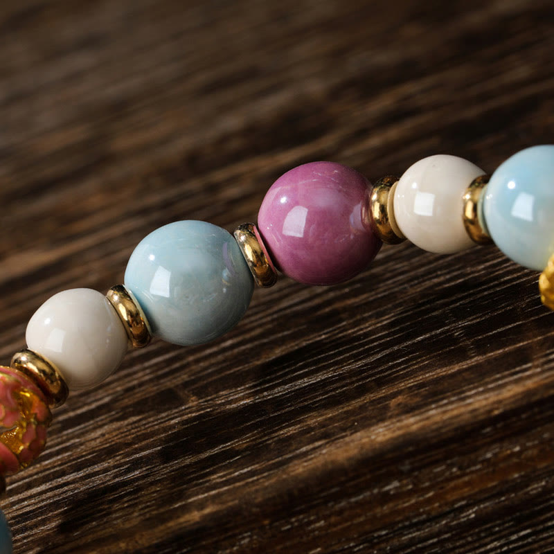 Buddha Stones Tybetańskie Zakiram Bogini Bogactwa Królik Głowa Lwa Charm Liuli Szkło Kadzidło Popiół Porcelanowa Koralik Ochrona Bransoletka