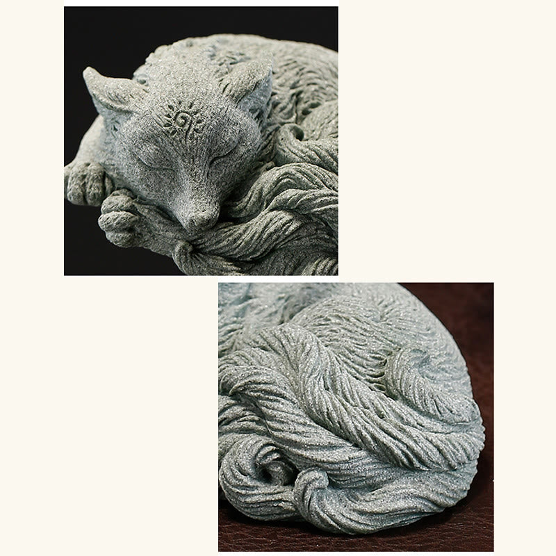 Buddha Stones Mały Dziewięcioogonowy Lis Ochrona Dom Herbata Figurka Dekoracja