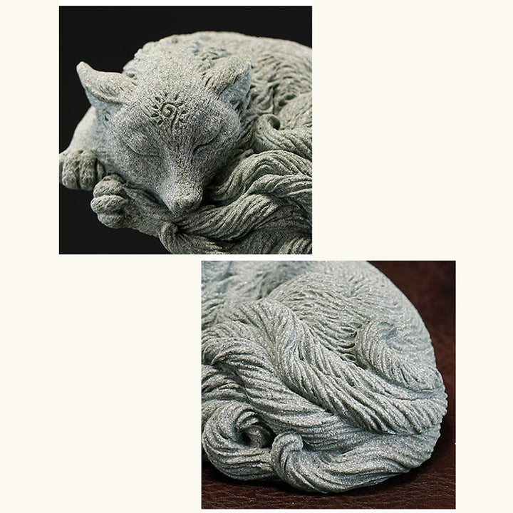 Buddha Stones Mały Dziewięcioogonowy Lis Ochrona Dom Herbata Figurka Dekoracja