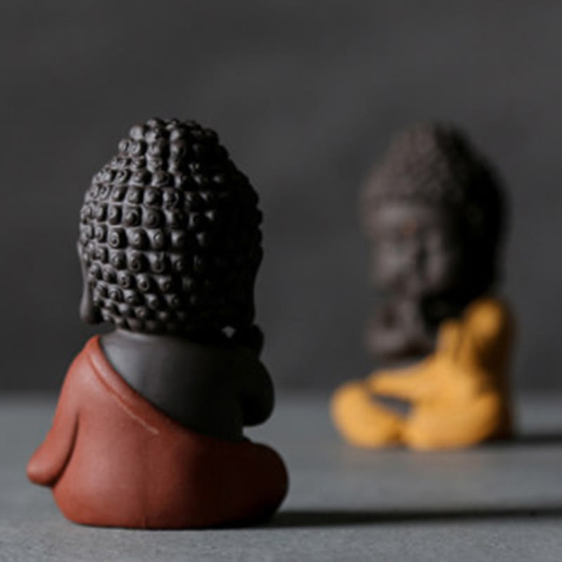 Buddha Stones Mały Budda Spokój Fioletowa Glina Dekoracja Biurka Domowego