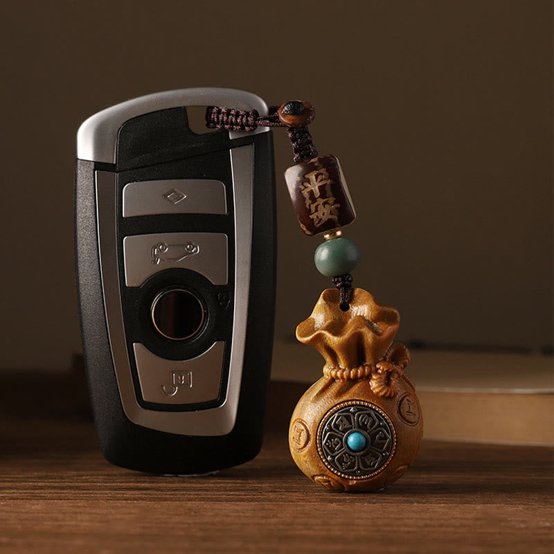 Buddha Stones Mały liść Czerwony sandałowiec Zielony sandałowiec Worek pieniędzy Om Mani Padme Hum Obrotowa ochrona wisząca dekoracja