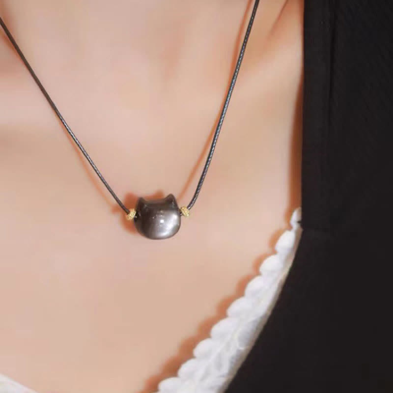 Buddha Stones Złoty połysk Obsydian Srebrny połysk Obsydian Piękna łapa Szczęśliwy Kot Bransoletka ochronna - image 39