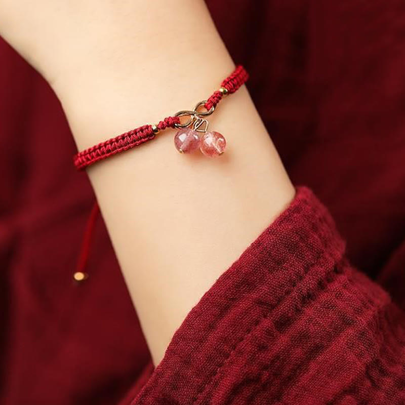 Buddha Stones Naturalny Kwarc Truskawkowy Ametyst Zielony Phantom Koralik Pozytywna Bransoletka