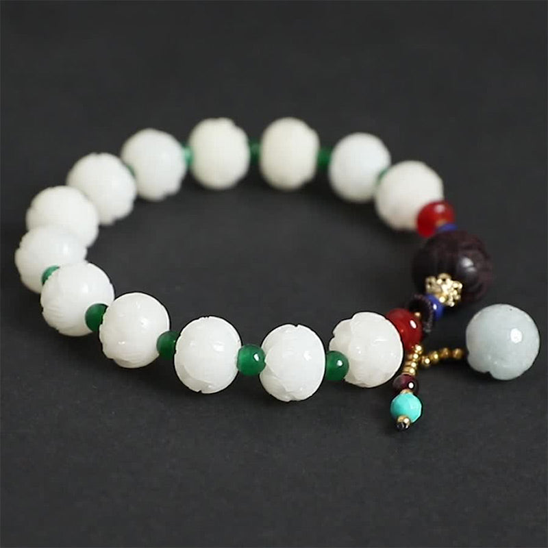 Bransoletka Bodhi Seed Jade Lotus Charm Peace