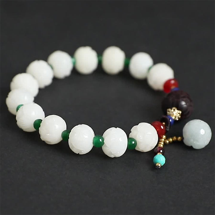 Bransoletka Bodhi Seed Jade Lotus Charm Peace