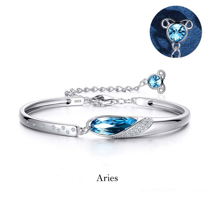 Buddha Stones 925 Miedź Posrebrzana 12 Konstelacji Zodiaku Bransoletka z Charmsami