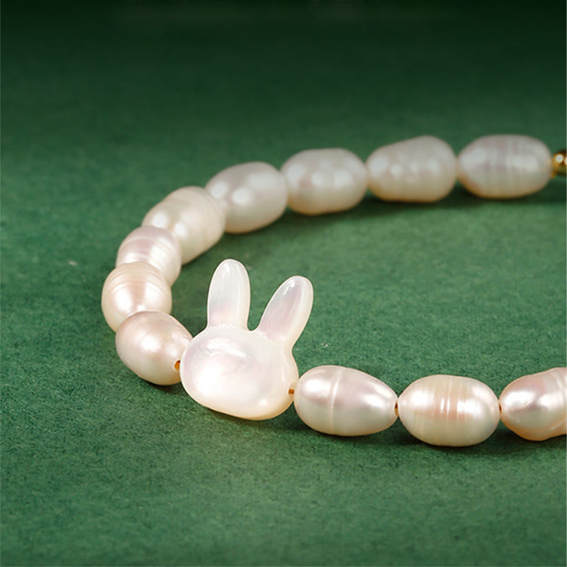 Bransoletka Buddha Stones Natural Pearl Cute Rabbit Sincerity