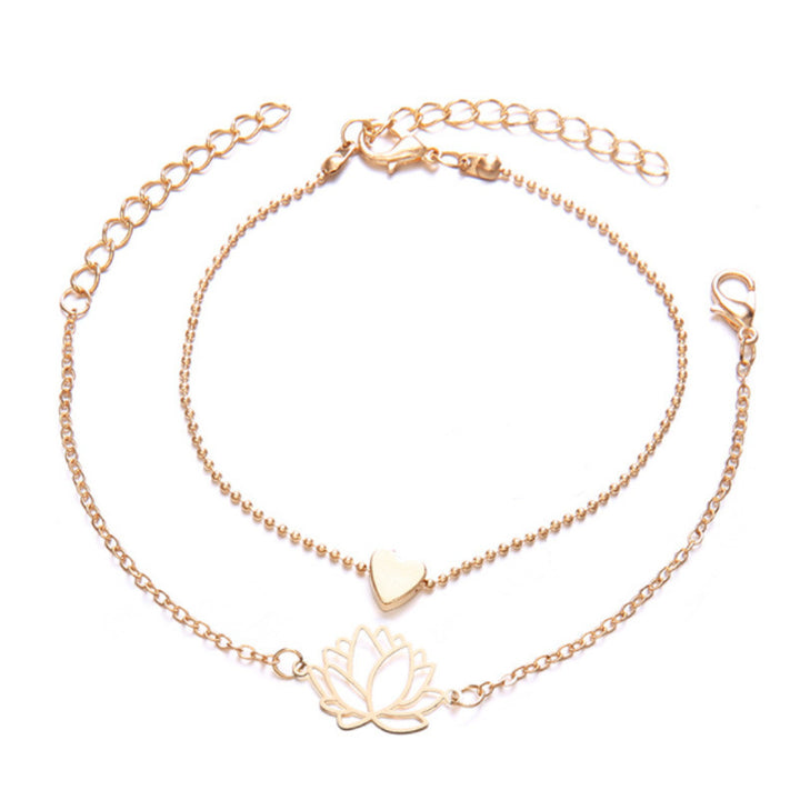 Buddha Stones 2szt. Kwiat Lotosu Miłość Serce Bransoletka Oświecenia