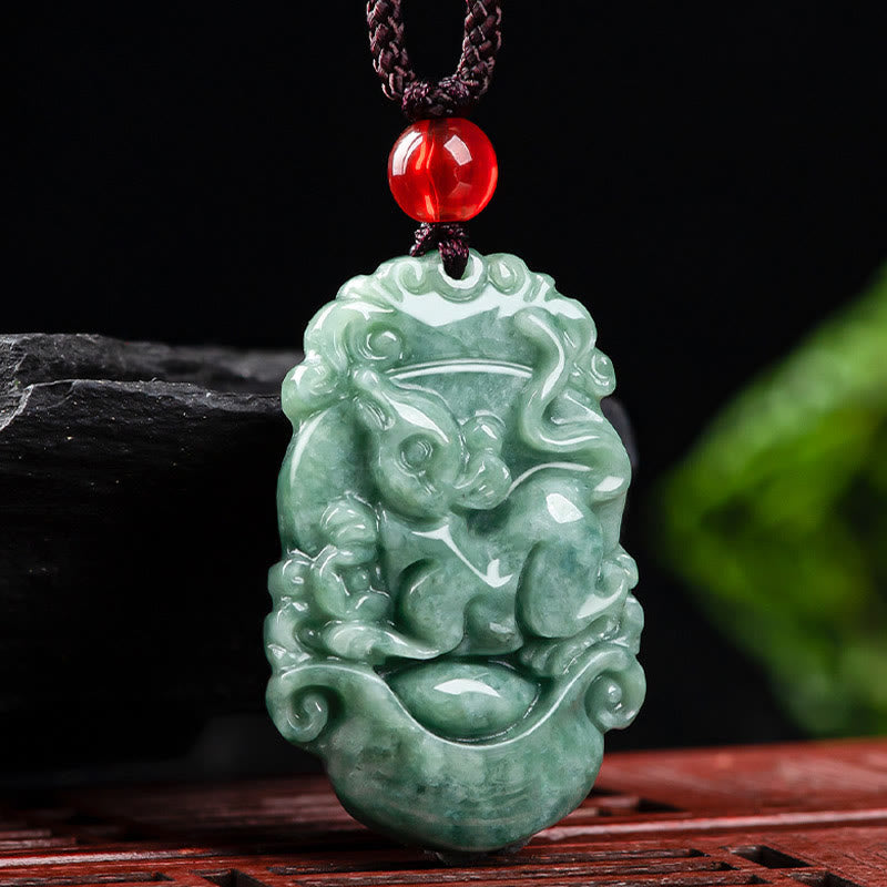 Buddha Stones Naturalny Jadeit 12 Chiński Zodiak Naszyjnik Wisiorek Dobrobytu - image 10