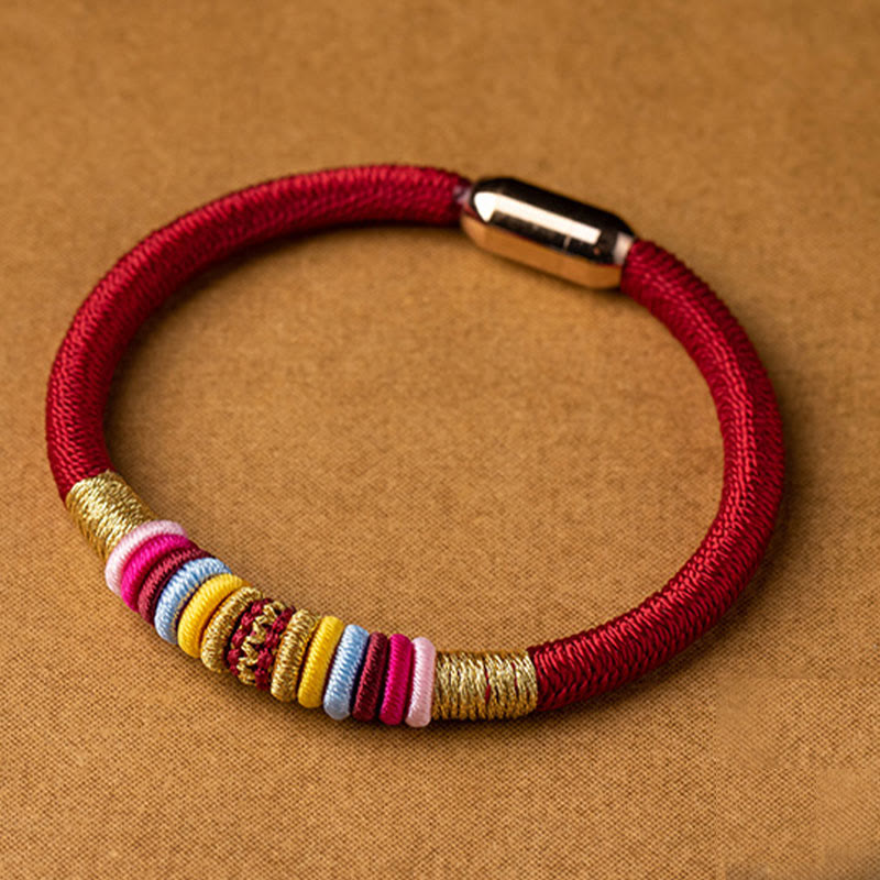 Buddha Stones Tybetańskie Ręcznie Robione King Kong Węzeł Ochrona Magnetyczna Zapięcie Bransoletka Pleciona