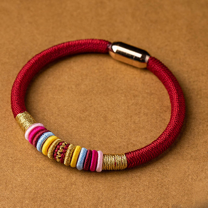 Buddha Stones Tybetańskie Ręcznie Robione King Kong Węzeł Ochrona Magnetyczna Zapięcie Bransoletka Pleciona