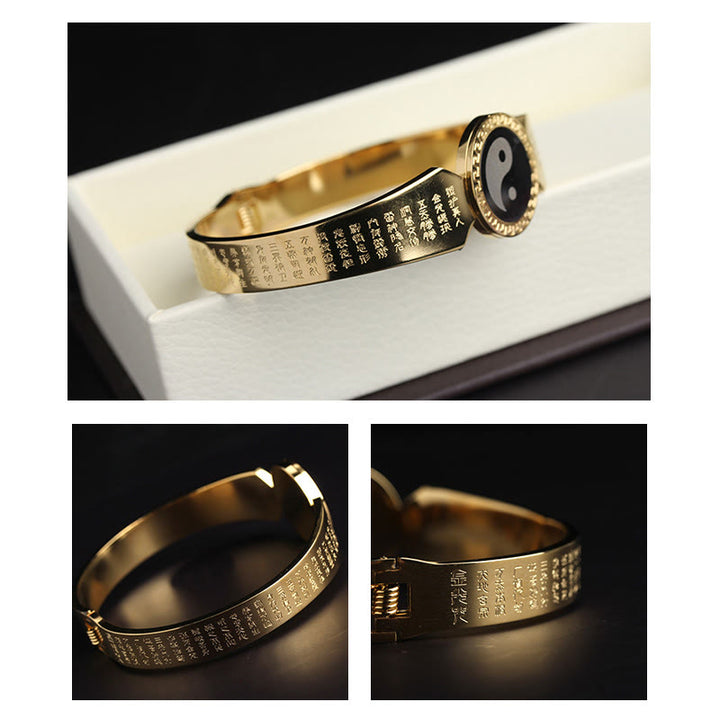 Buddha Stones Yin Yang Lotos Om Mani Padme Hum Mantra Bransoletka Harmonia ze stali tytanowej