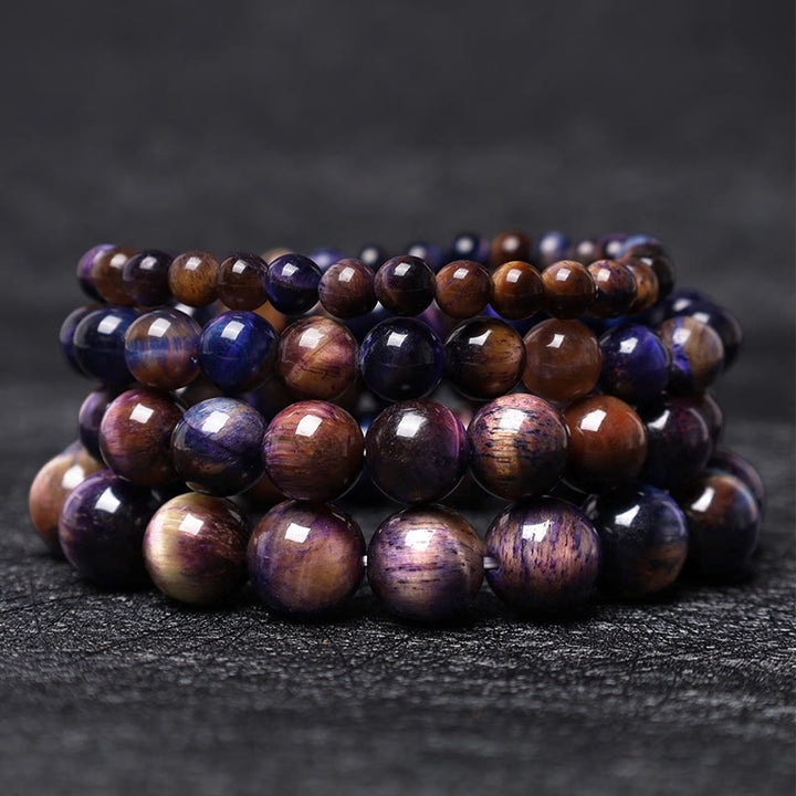 Bransoletka ochronna z Buddha Stones Natural Purple Tiger Eye