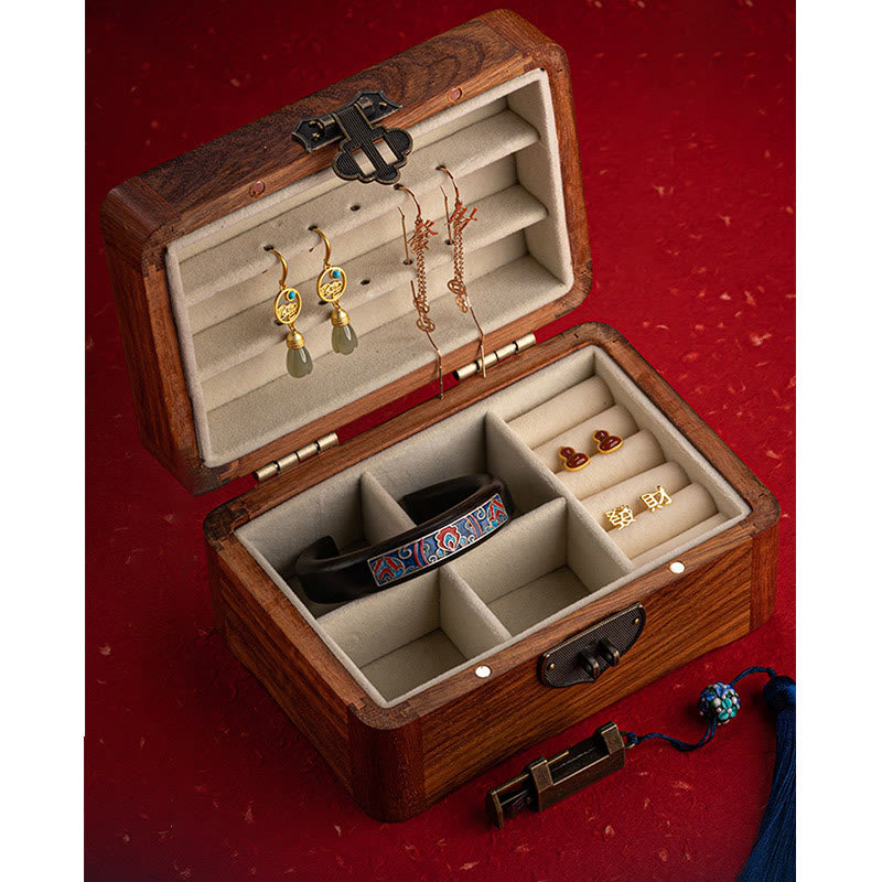 Retro ręcznie robiony kwiatowy wzór palisandrowy pojemnik na biżuterię zamykany na klucz drewniany organizer na prezenty