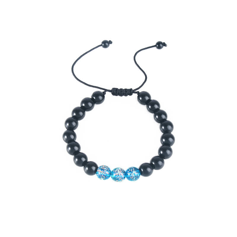 Bransoletka Buddha Stones Black Obsidian Luminous Glowstone Strength