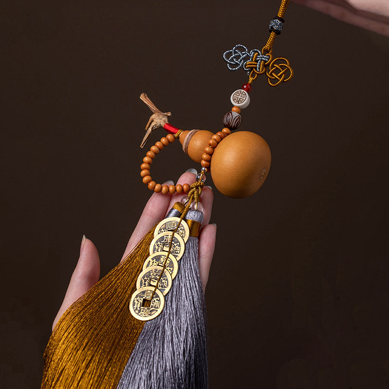 Buddha Stones Feng Shui Monety Tykwa Chiński Węzeł Szczęśliwe Monety Pięć Cesarskich Pieniędzy Bogactwo Frędzle Dekoracja