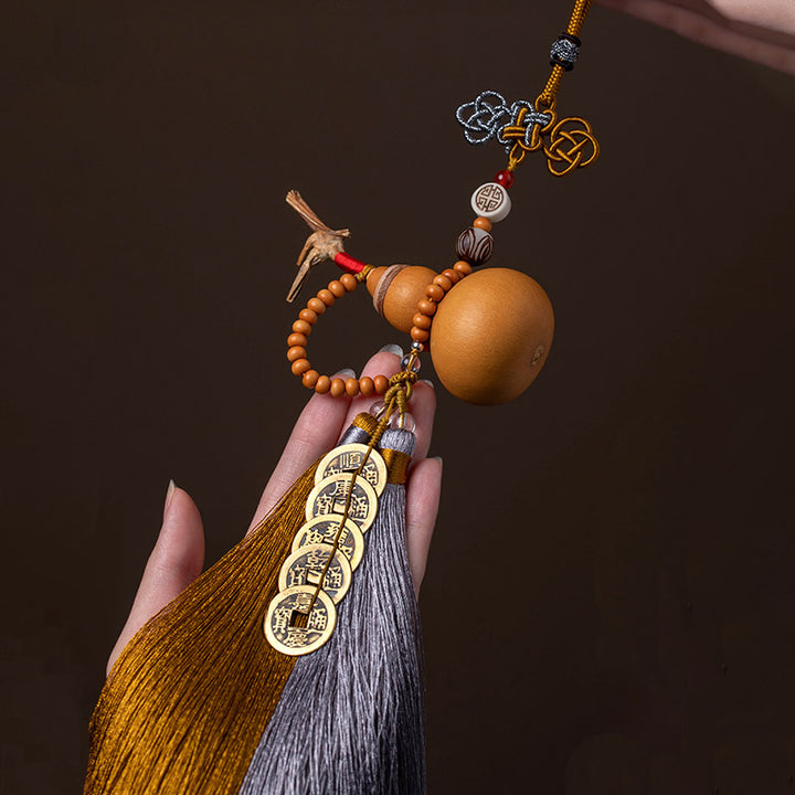 Buddha Stones Feng Shui Monety Tykwa Chiński Węzeł Szczęśliwe Monety Pięć Cesarskich Pieniędzy Bogactwo Frędzle Dekoracja