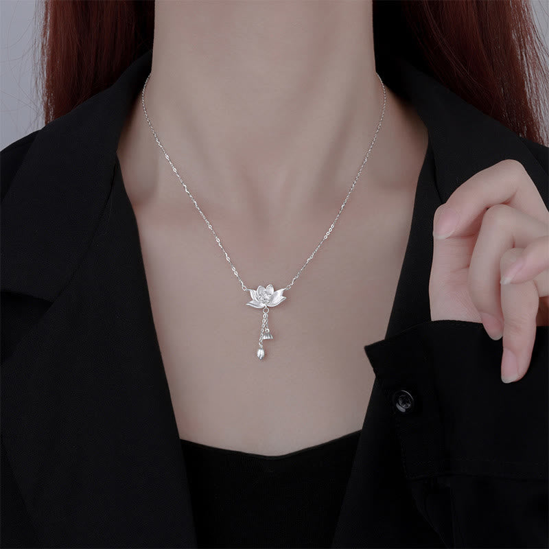 Buddha Stones 999 Srebro Sterling Kwiat Lotosu Rzeźbiony Naszyjnik Oświecenie Wisiorek - image 8