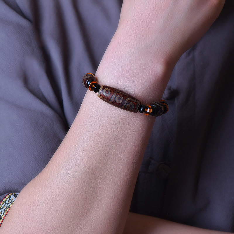 Buddha Stones Tybetańskie Retro Naturalne Dziewięciooczne Dzi Koraliki Bransoletka Błogosławieństwa