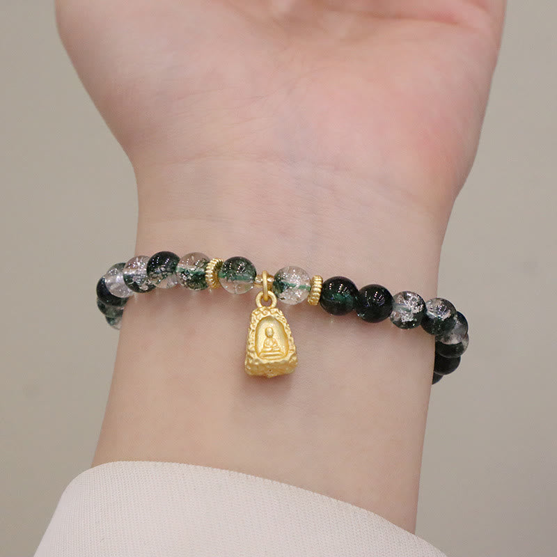 Bransoletka Buddha Stones Natural Green Phantom Confidence Gourd Budda Charm