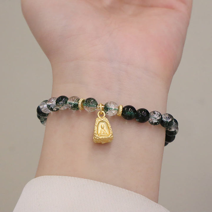 Bransoletka Buddha Stones Natural Green Phantom Confidence Gourd Budda Charm