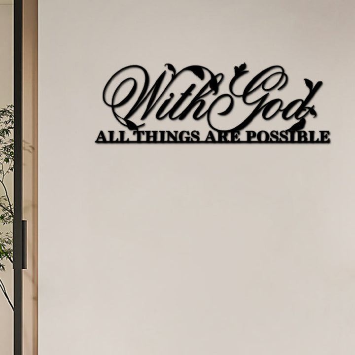 Z Bogiem wszystko jest możliwe metalowy znak ścienny