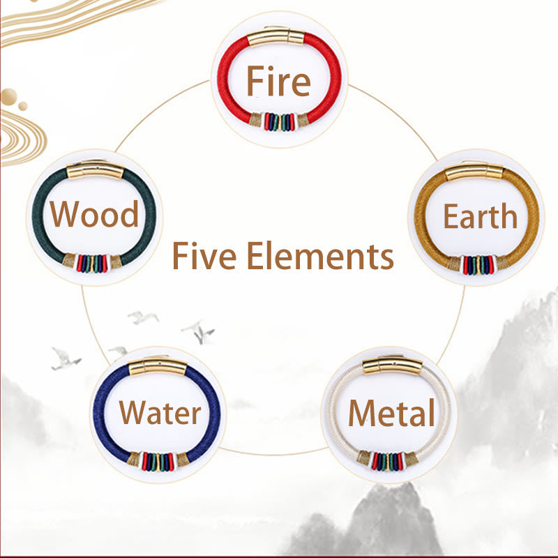 Buddha Stones Tybetańskie Ręcznie Robione Kolorowe King Kong Knot Pięć Elementów Szczęścia Bransoletka Sznurkowa