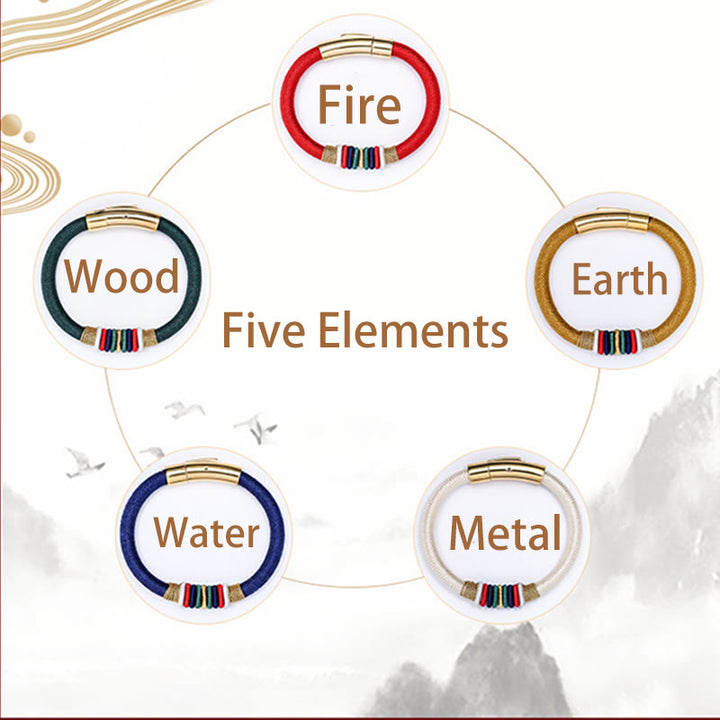 Buddha Stones Tybetańskie Ręcznie Robione Kolorowe King Kong Knot Pięć Elementów Szczęścia Bransoletka Sznurkowa