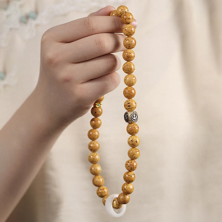 Buddha Stones Tybetańskie Naturalne Fioletowe Złoto Szczur Bodhi Nasiona Bogactwa Bransoletka Podwójnie Owijana