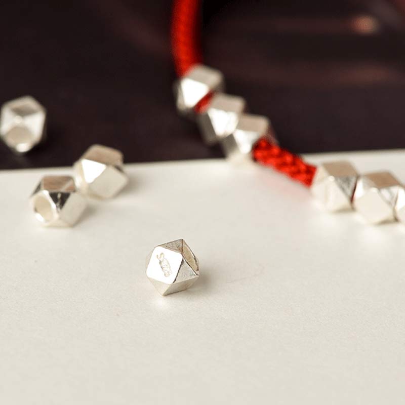 Bransoletka Buddha Stones 925 Srebro Sterling Czerwony Sznurek Warkocz Anklet