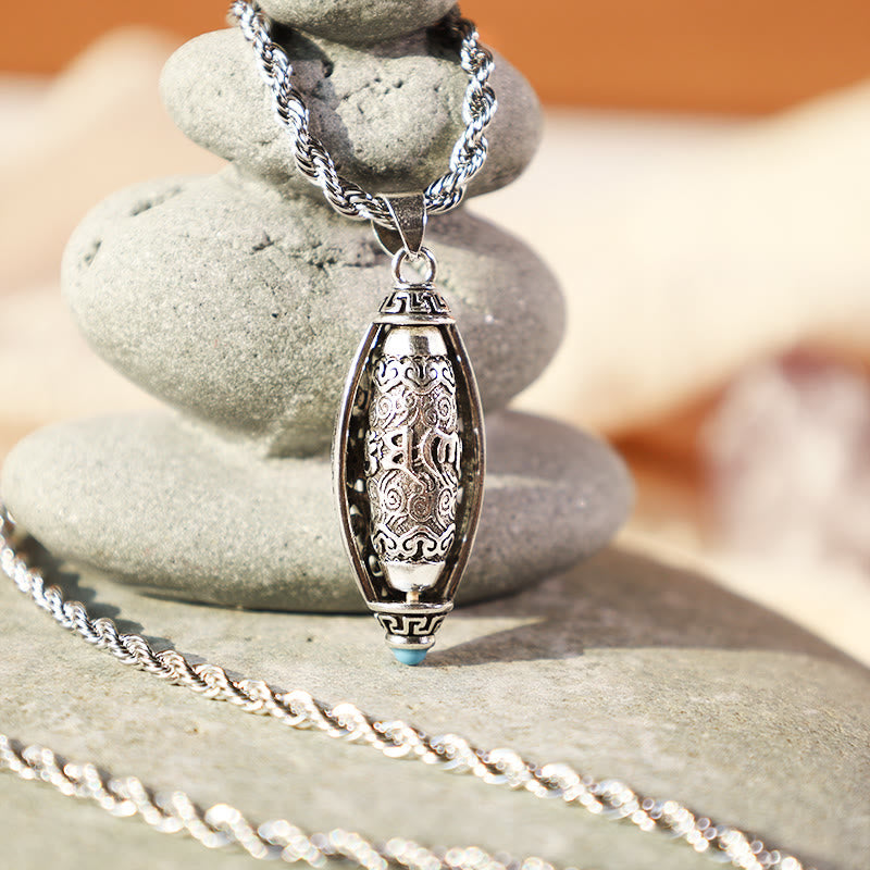 Buddha Stones Tybet Om Mani Padme Hum Ochronny Naszyjnik Obrotowy Wisiorek - image 3