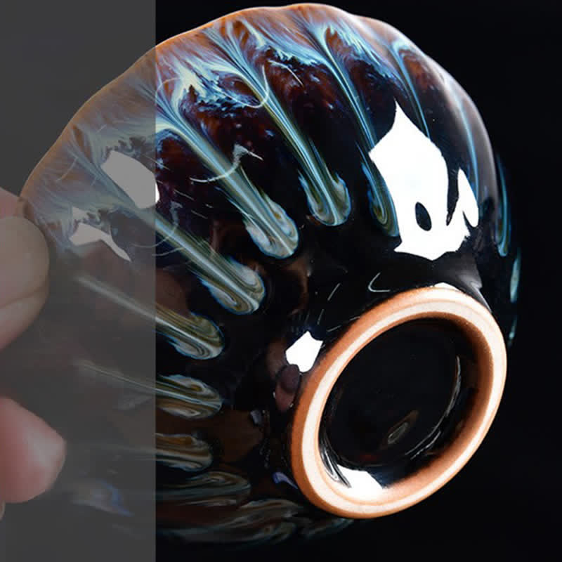 Buddha Stones Lotos Paw Smok Feniks Ryba Koi Ceramiczna filiżanka do herbaty Intarsjowane filiżanki do herbaty 120 ml