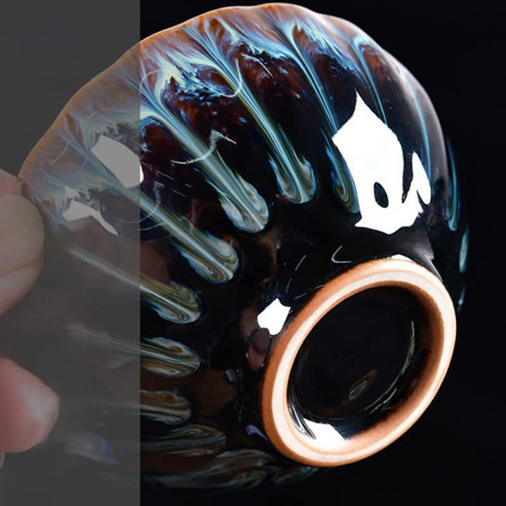 Buddha Stones Lotos Paw Smok Feniks Ryba Koi Ceramiczna filiżanka do herbaty Intarsjowane filiżanki do herbaty 120 ml