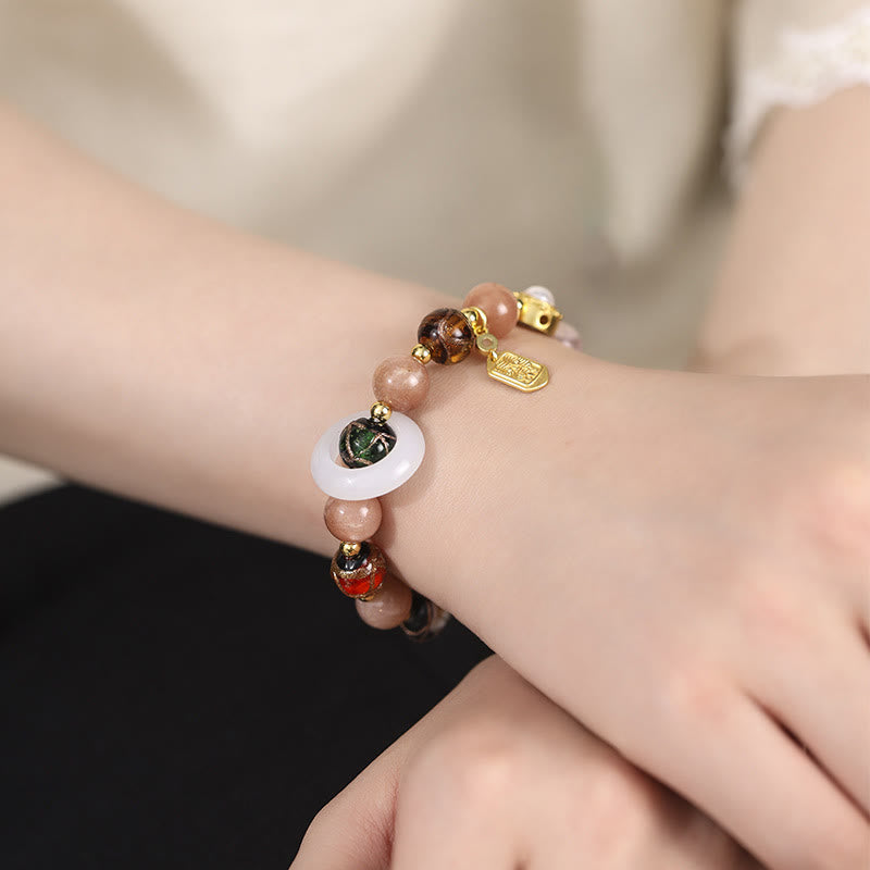 Buddha Stones Tybetańskie Kadzidło Popiół Liuli Szkło Tridacna Kamień Słoneczny Om Mani Padme Hum Koło Modlitewne Bransoletka z zawieszkami