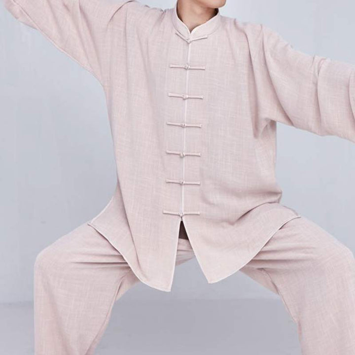 Buddha Stones Medytacja Zen Modlitwa Duchowa Tai Chi Qigong Praktyka Unisex Haft Odzież Zestaw - Khaki z długim rękawem - US14, UK/AU18, EU46 (3XL) - image 12