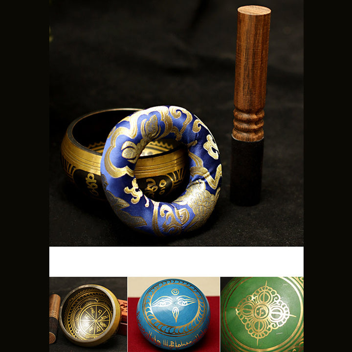 Buddha Stones Tybetańska misa dźwiękowa do medytacji, ręcznie robiona, do uzdrawiania i wspierania uważności, zestaw mis śpiewających