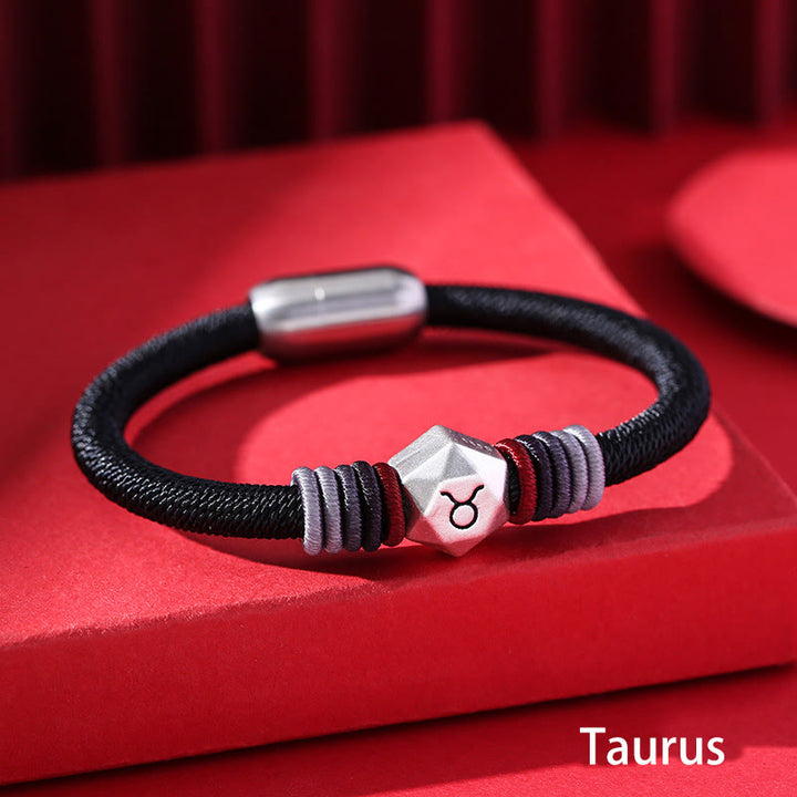 Buddha Stones 999 Srebro Sterling 12 Konstelacji Zodiaku Błogosławieństwo Bransoletka Ręcznie Robiona