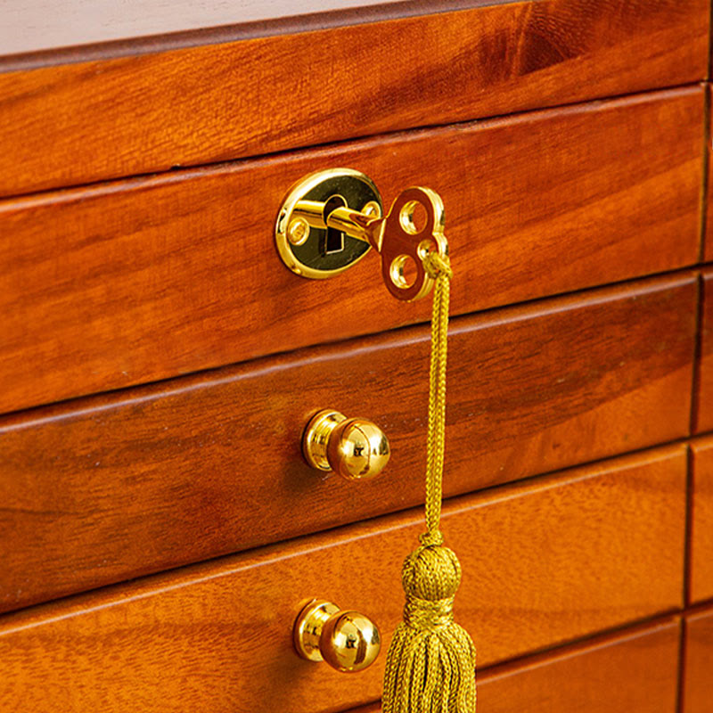 Pudełko na biżuterię z litego drewna w stylu retro z Buddha Stones, czterowarstwowe, drewniane pudełko do przechowywania biżuterii