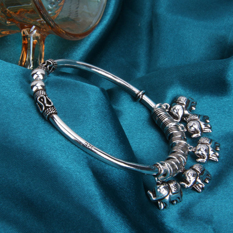 Bransoletka Buddha Stones 925 Srebro Sterling Słoń Siła Bransoletka