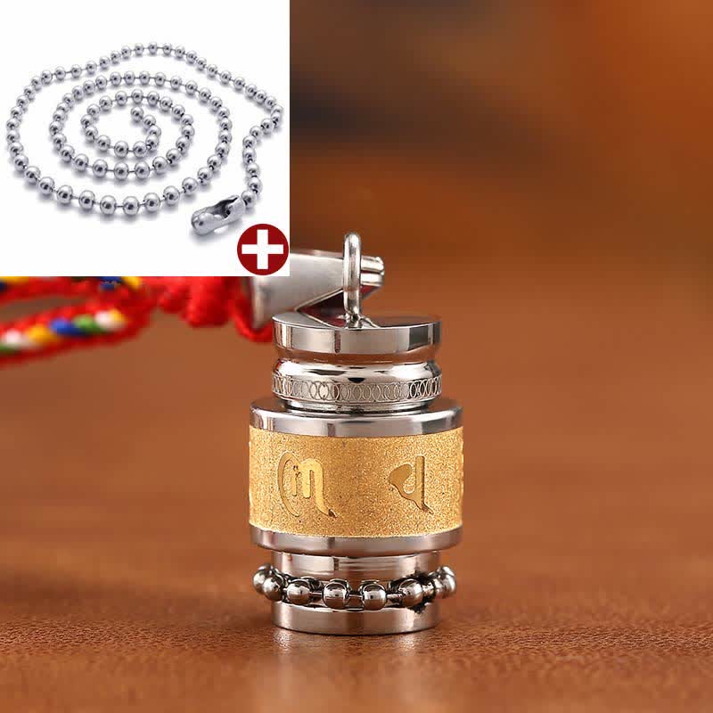 Buddha Stones Tybet Om Mani Padme Hum Shurangama Mantra Tytanowa stal Mądrość Amulet Naszyjnik Wisiorek - 1,2 cm * 1,8 cm - Złoto - Kolorowy łańcuszek ze sznurka i koralików - image 5