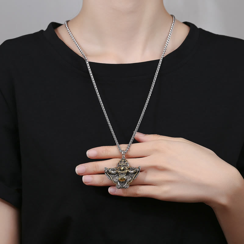 Buddha Stones Tybet Garuda Ptak Miedź Ochrona Naszyjnik Wisiorek