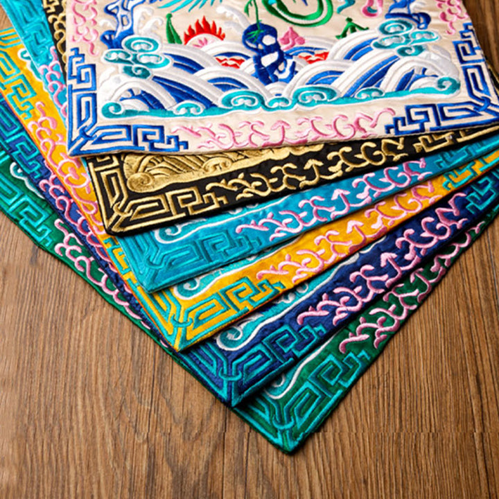 Buddha Stones Feniks Smok Kirin Haft Podkładka Pod Kubek Pod Kubek Herbaty Kung Fu Podkładka Pod Kubek Herbaty