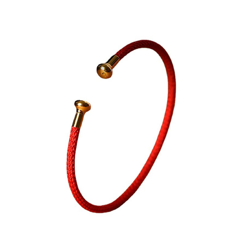 Buddha Stones Prosty projekt Ręcznie robiona bransoletka na mankiet ze sznurka i warkoczem szczęścia - image 7