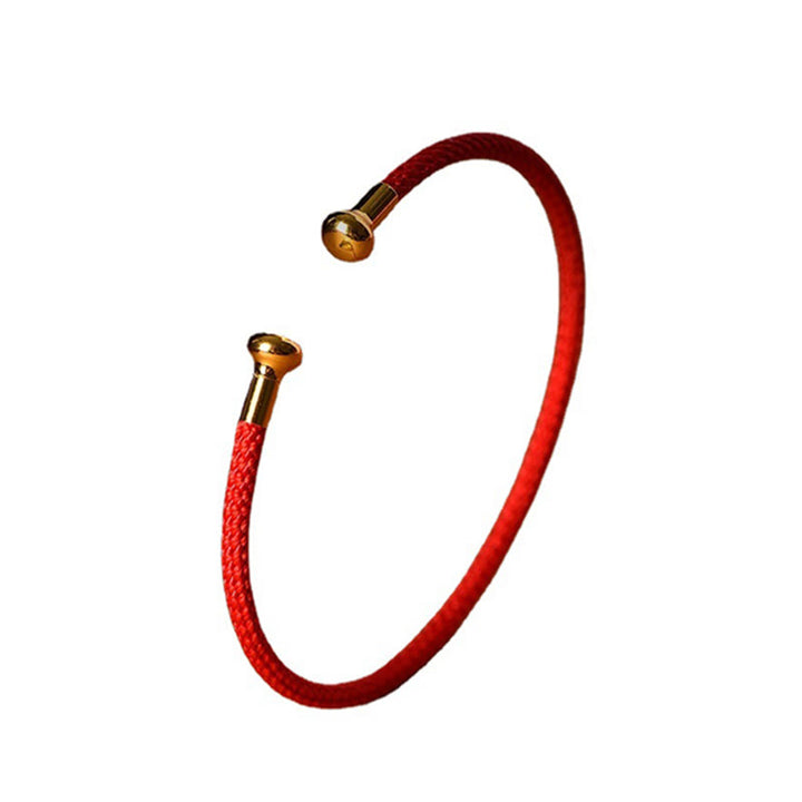 Buddha Stones Prosty projekt Ręcznie robiona bransoletka na mankiet ze sznurka i warkoczem szczęścia - image 7