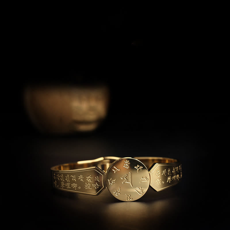 Buddha Stones Yin Yang Lotos Om Mani Padme Hum Mantra Bransoletka Harmonia ze stali tytanowej